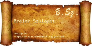 Breier Szulamit névjegykártya